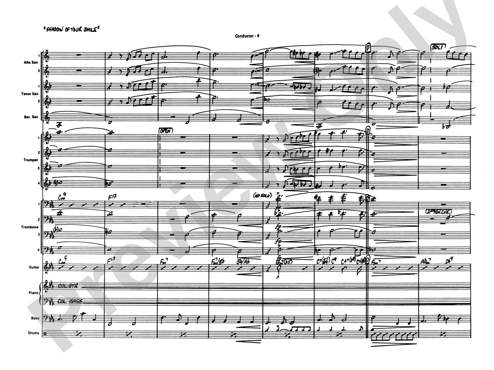 The Shadow of Your Smile (from The Sandpiper): Jazz Ensemble Conductor Score & Parts