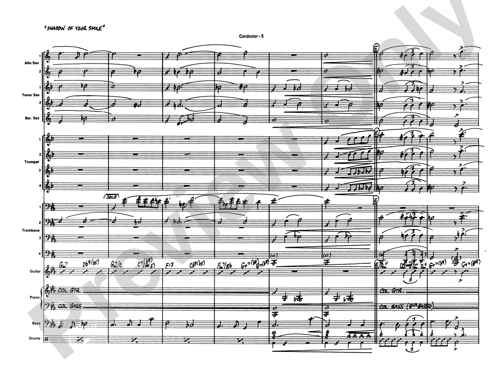 The Shadow of Your Smile (from The Sandpiper): Jazz Ensemble Conductor Score & Parts