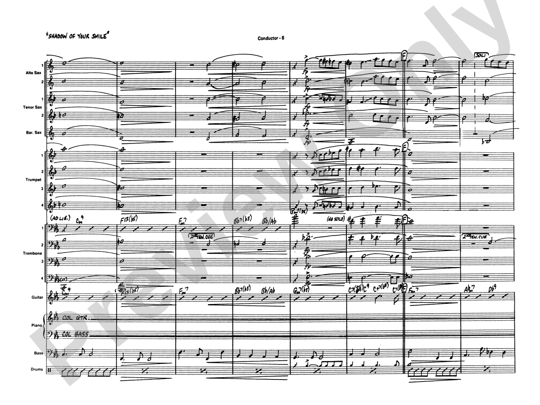 The Shadow of Your Smile (from The Sandpiper): Jazz Ensemble Conductor Score & Parts