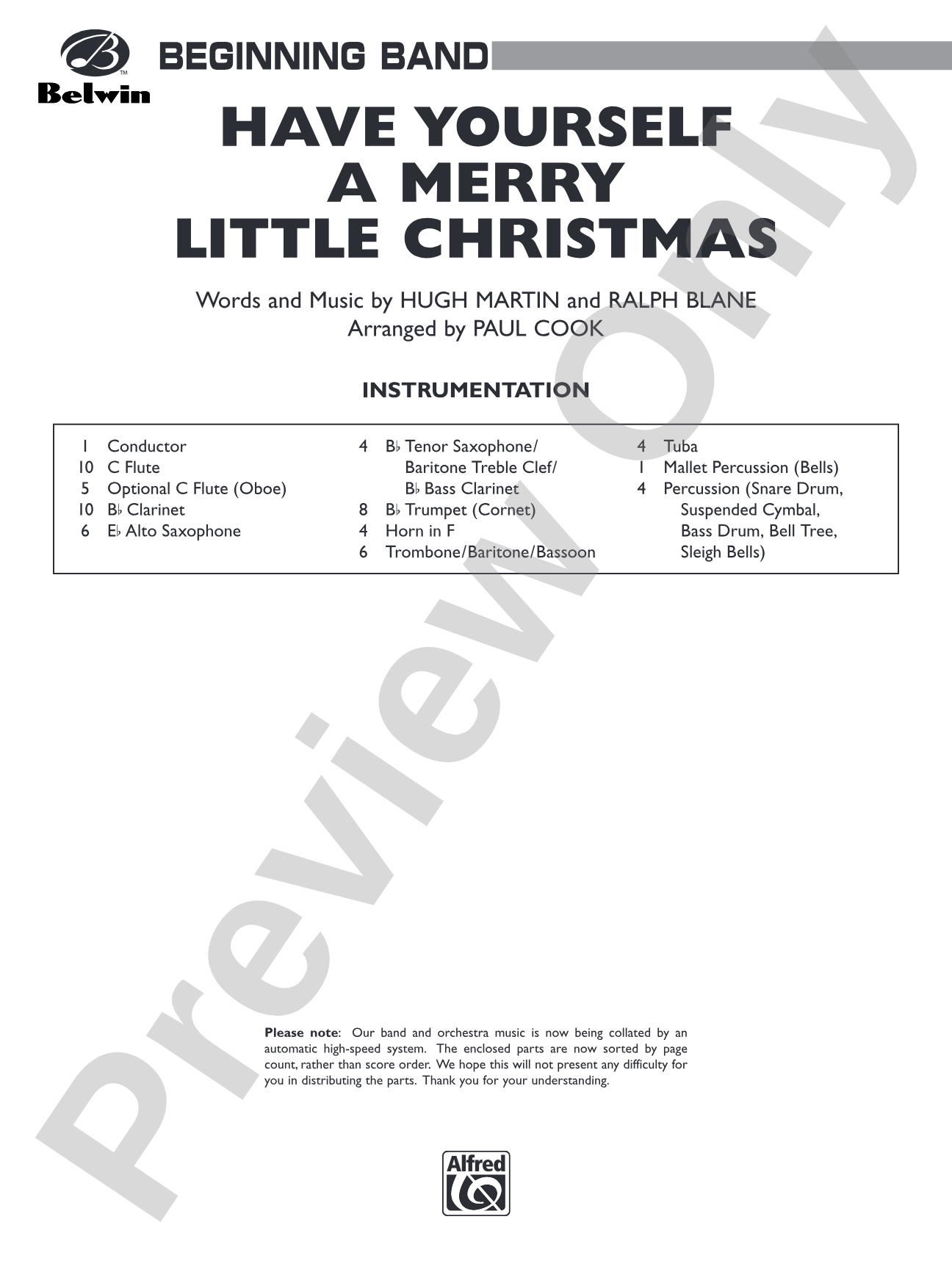 Have Yourself a Merry Little Christmas: Concert Band Conductor Score & Parts