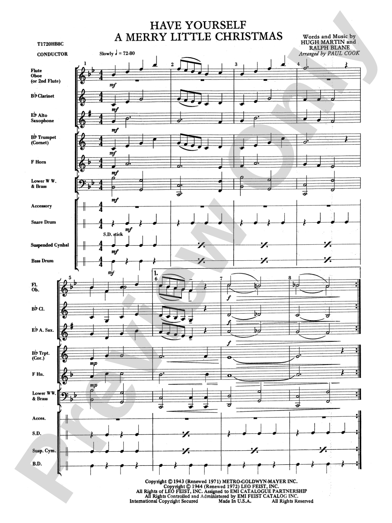 Have Yourself a Merry Little Christmas: Concert Band Conductor Score & Parts