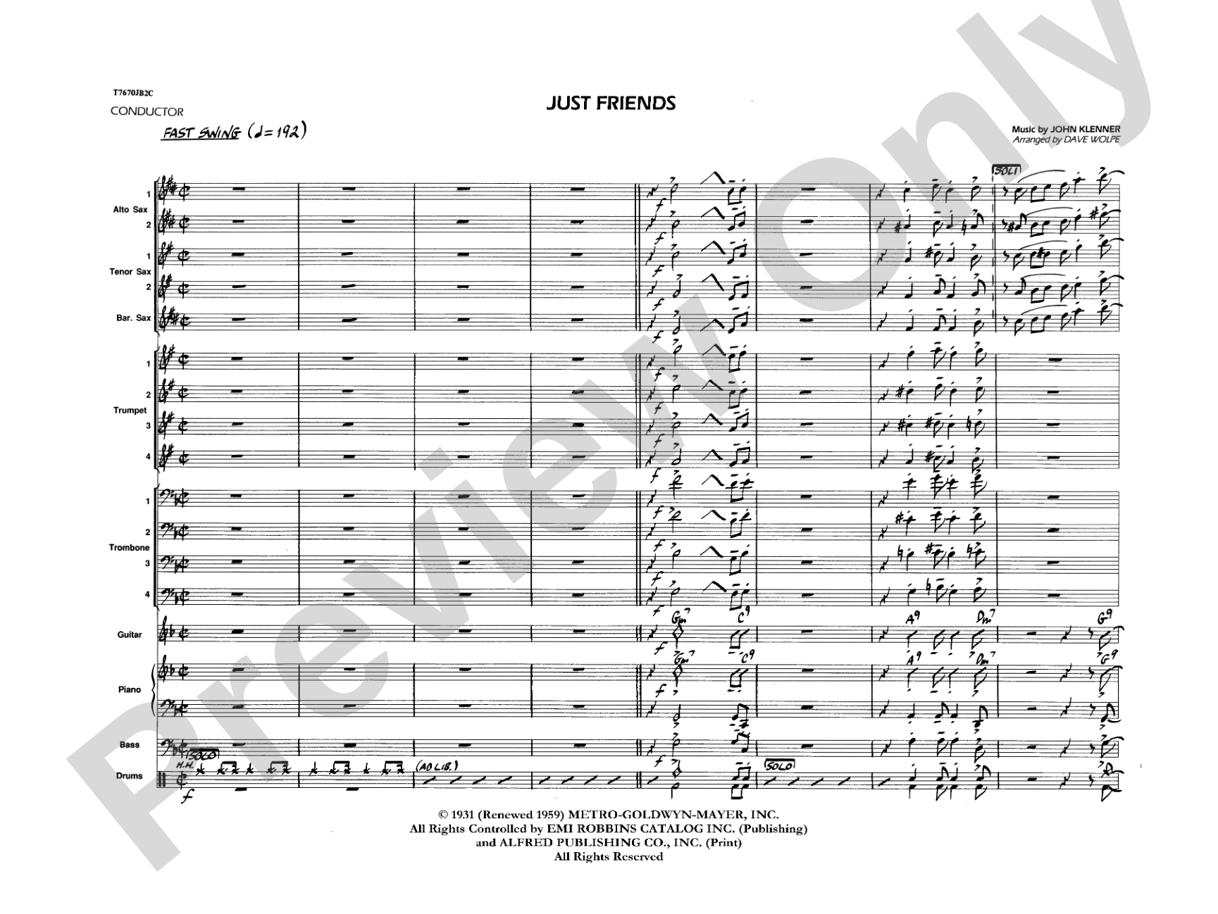 Just Friends: Jazz Ensemble Conductor Score & Parts