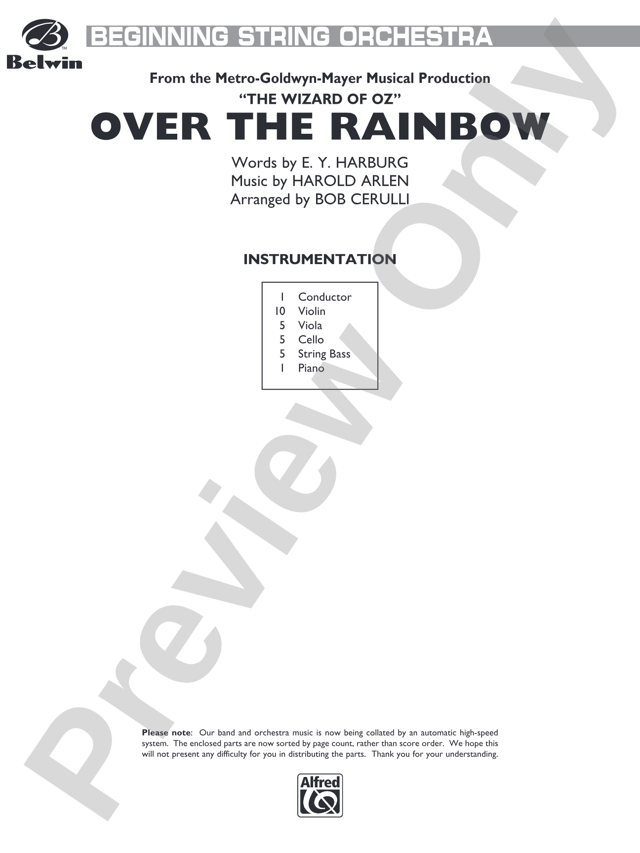 Over the Rainbow: Score
