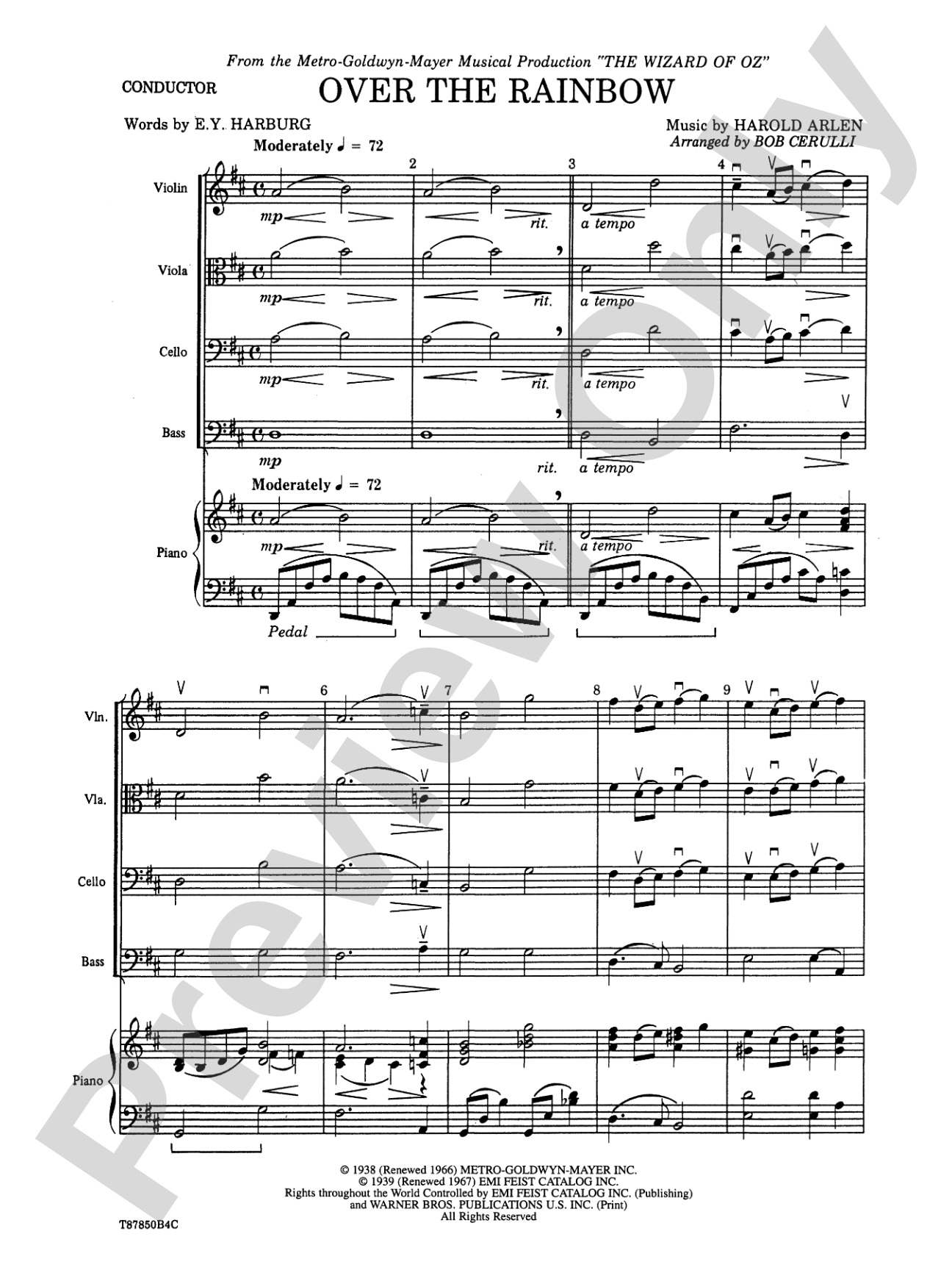 Over the Rainbow: Score