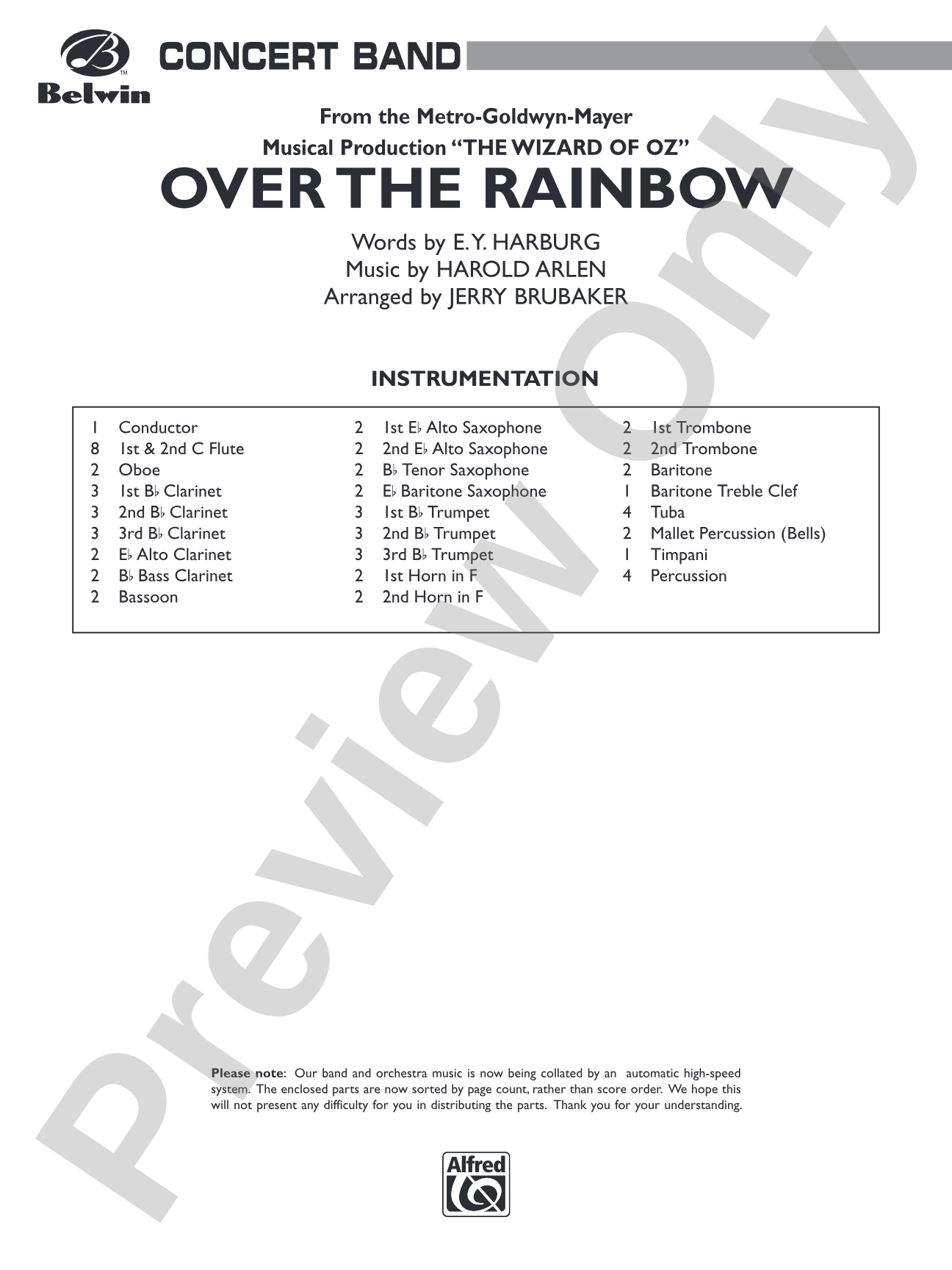 Over the Rainbow: Score
