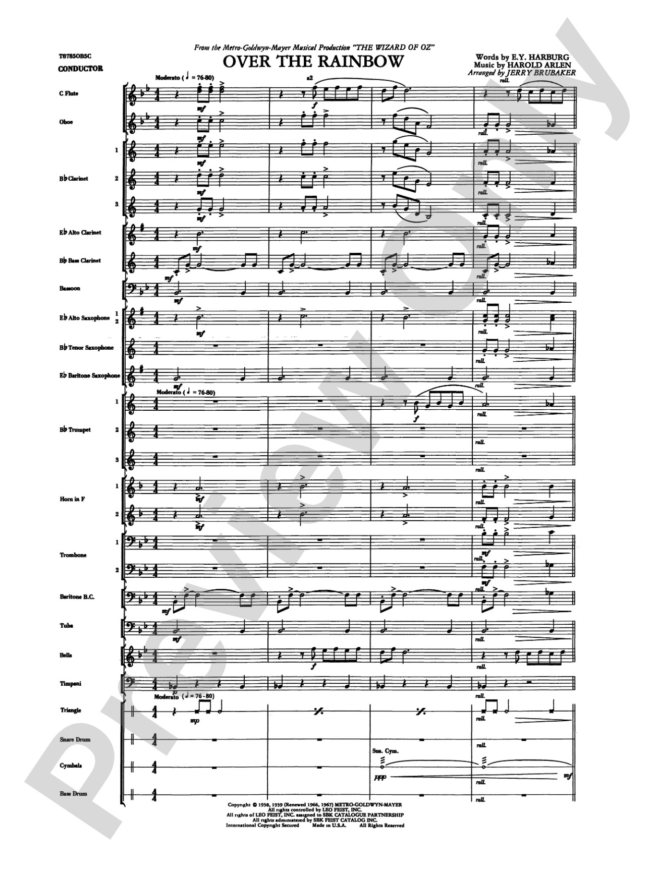 Over the Rainbow: Score