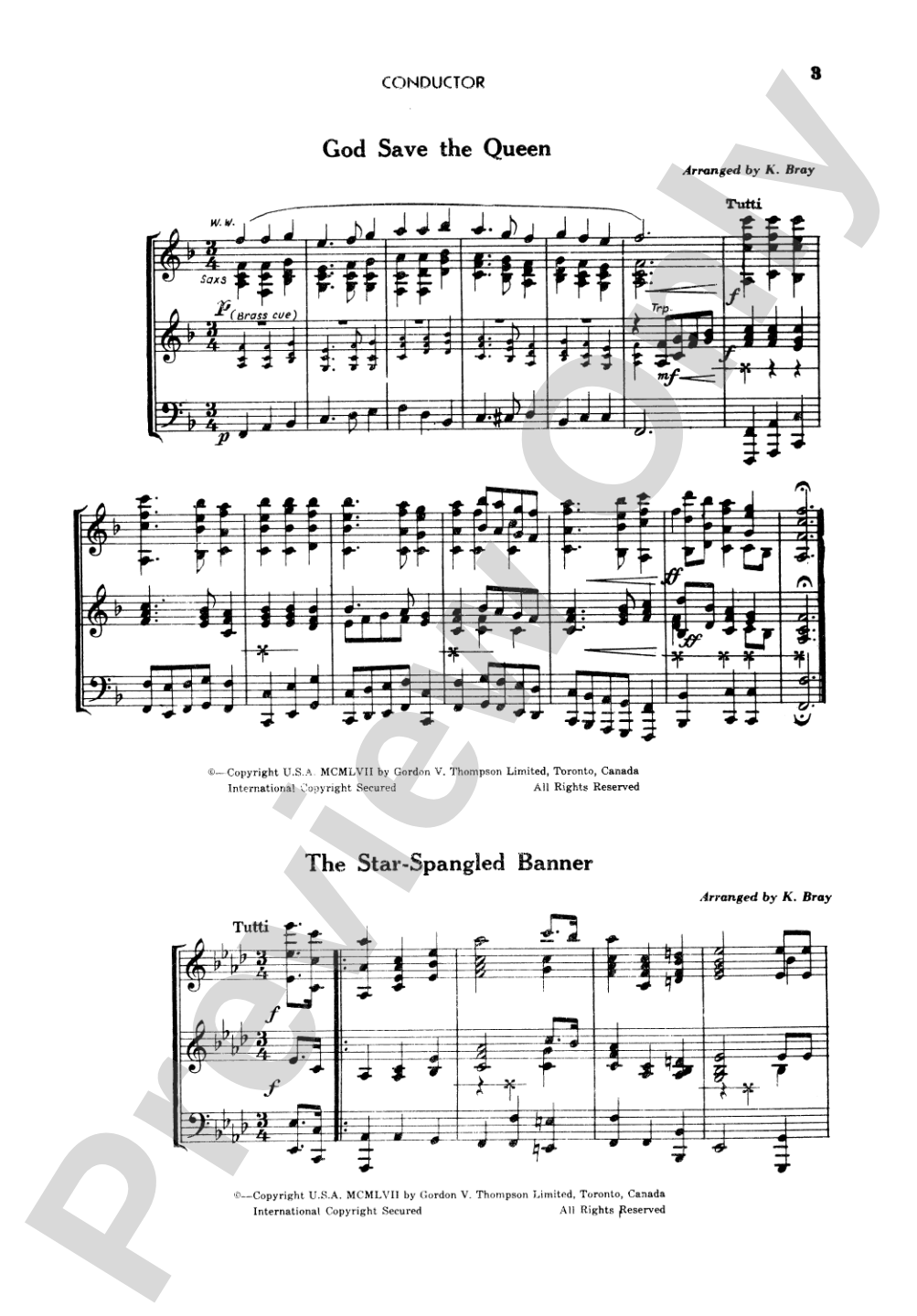 O Canada / God Save the Queen / Star-Spangled Banner: Concert Band Conductor Score & Parts