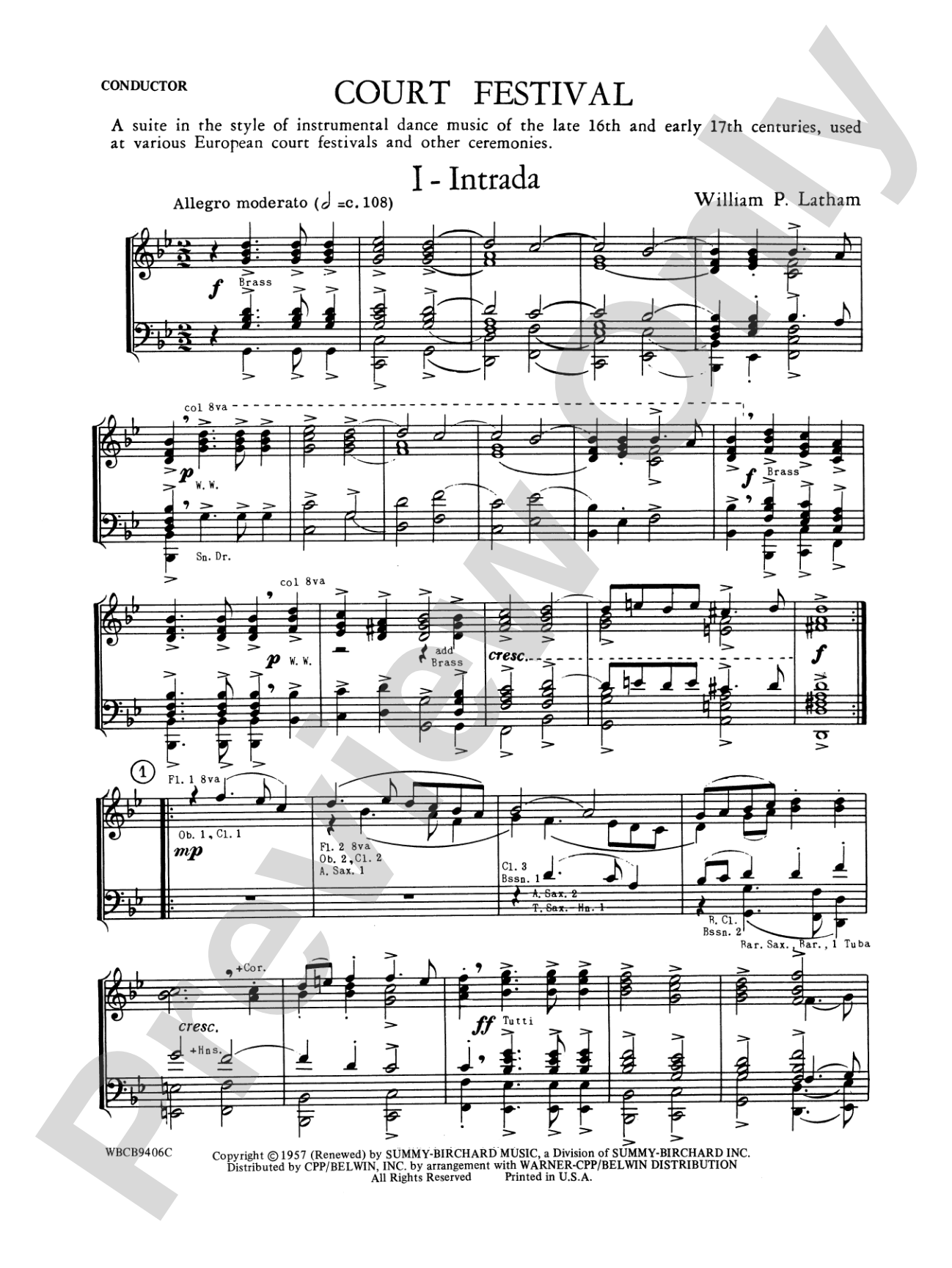 Court Festival (Suite for Concert Band): Concert Band Conductor Score & Parts
