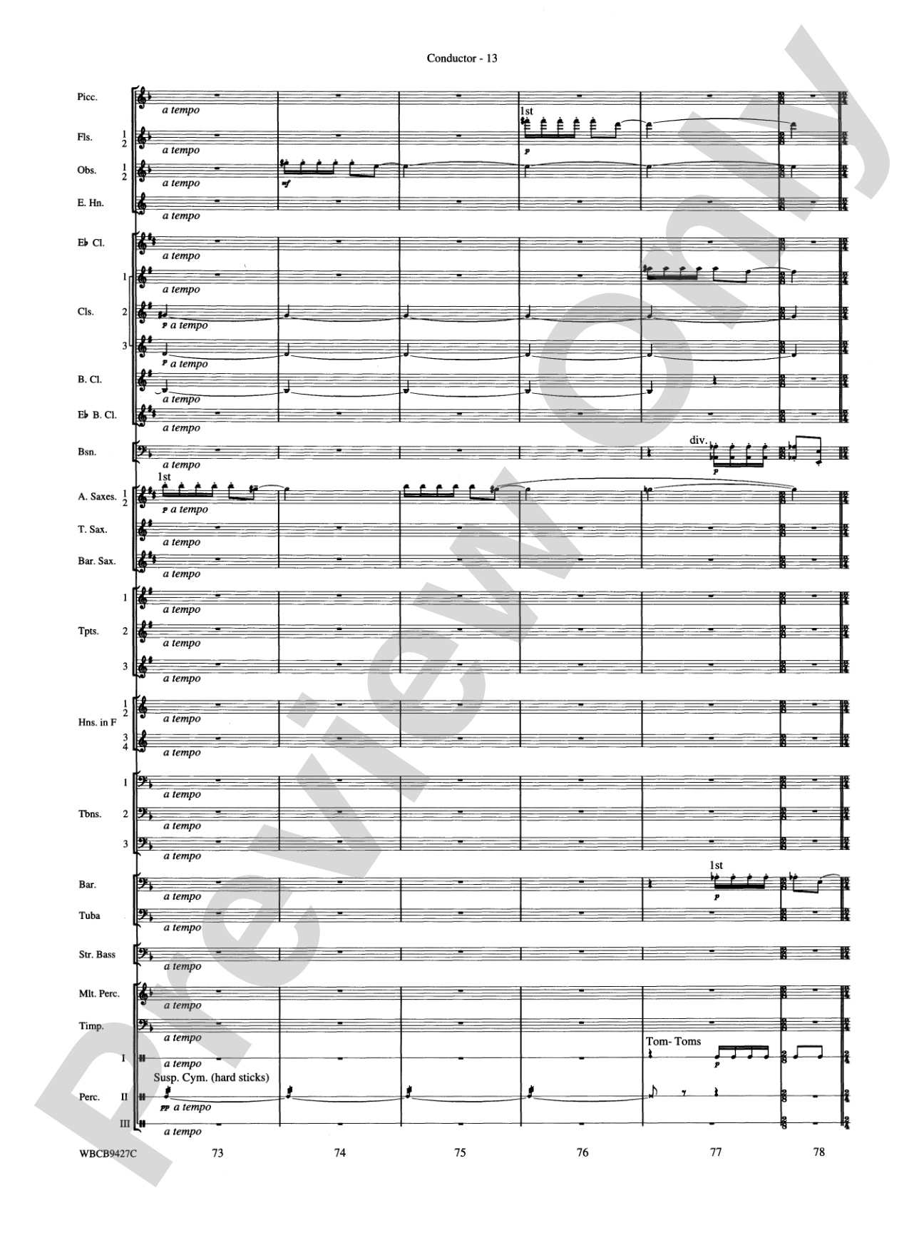 An American in Paris: Concert Band Conductor Score & Parts