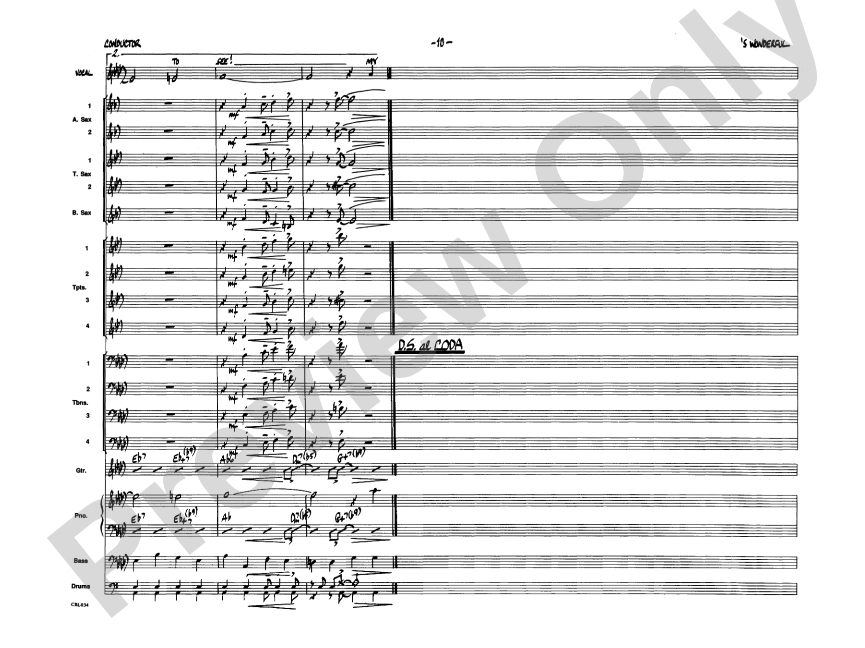 'S Wonderful: Vocal Solo with Jazz Ensemble Conductor Score & Parts