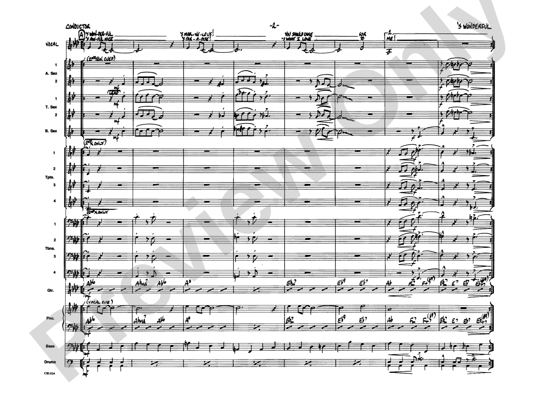 'S Wonderful: Vocal Solo with Jazz Ensemble Conductor Score & Parts