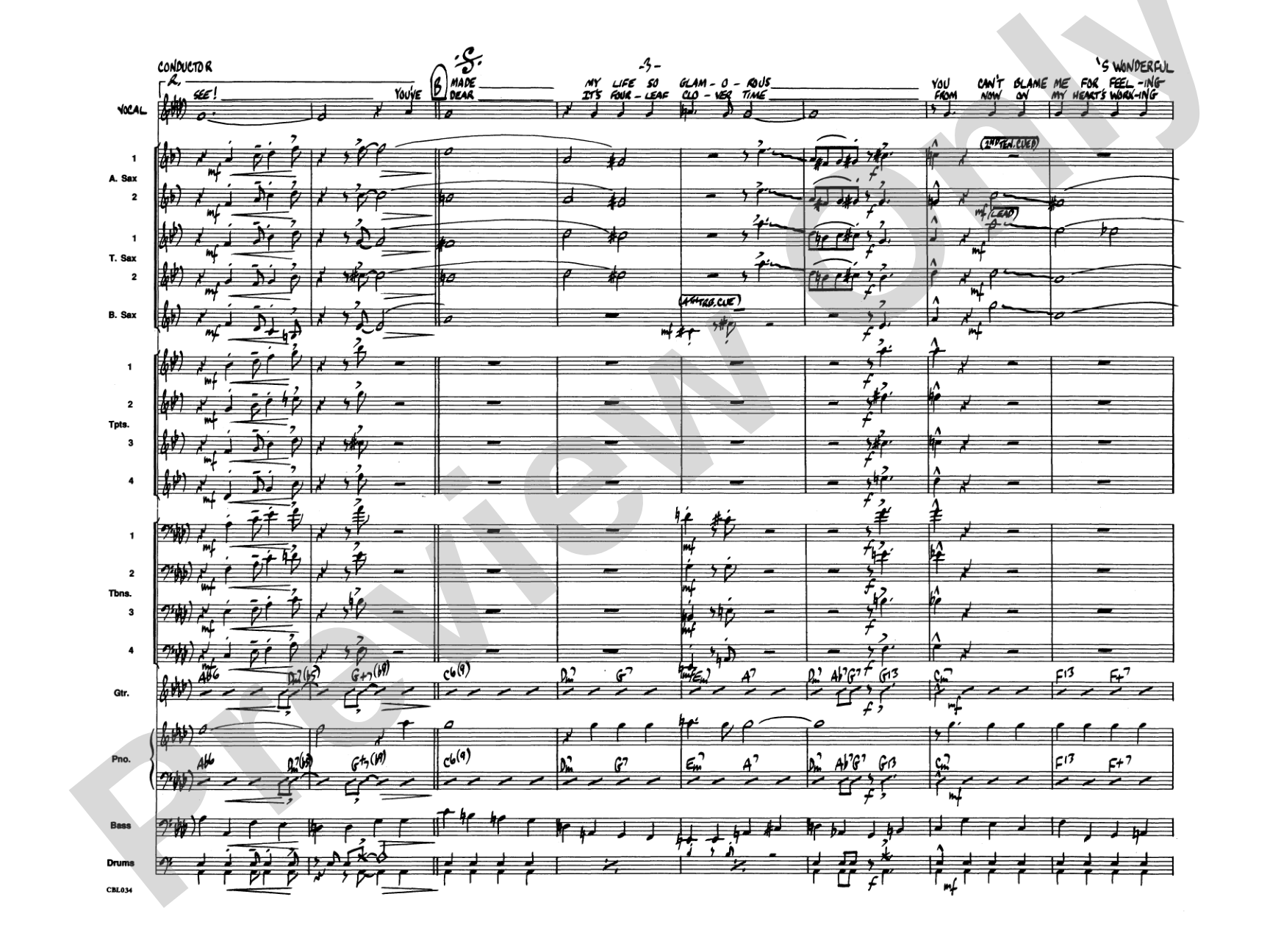 'S Wonderful: Vocal Solo with Jazz Ensemble Conductor Score & Parts