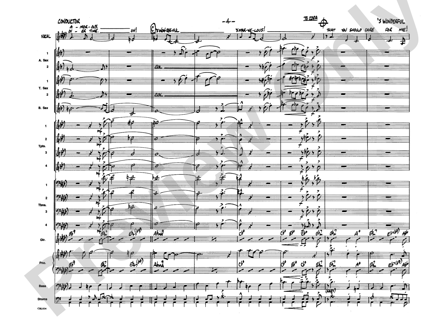 'S Wonderful: Vocal Solo with Jazz Ensemble Conductor Score & Parts