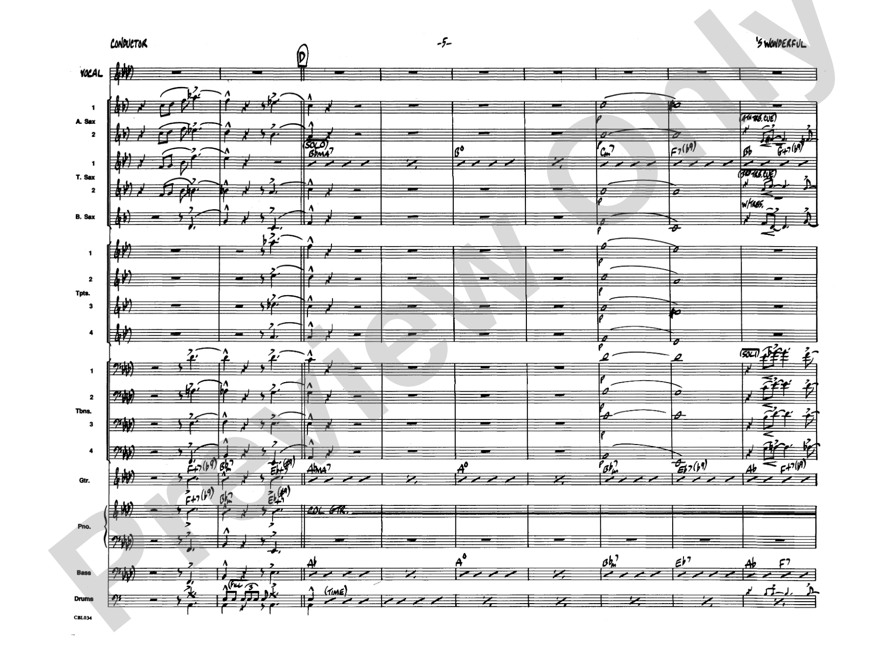 'S Wonderful: Vocal Solo with Jazz Ensemble Conductor Score & Parts