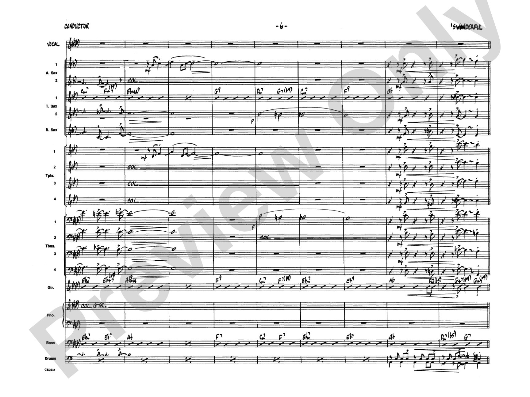'S Wonderful: Vocal Solo with Jazz Ensemble Conductor Score & Parts