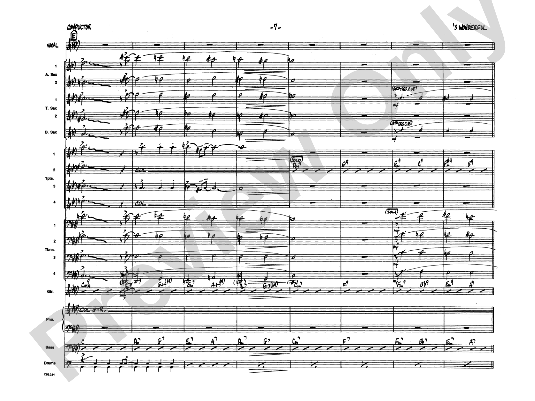 'S Wonderful: Vocal Solo with Jazz Ensemble Conductor Score & Parts