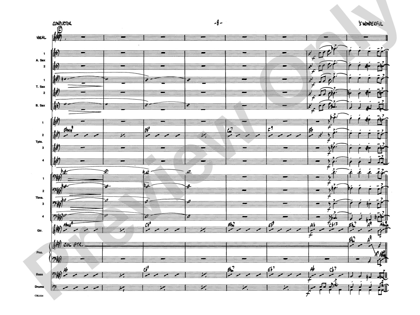 'S Wonderful: Vocal Solo with Jazz Ensemble Conductor Score & Parts