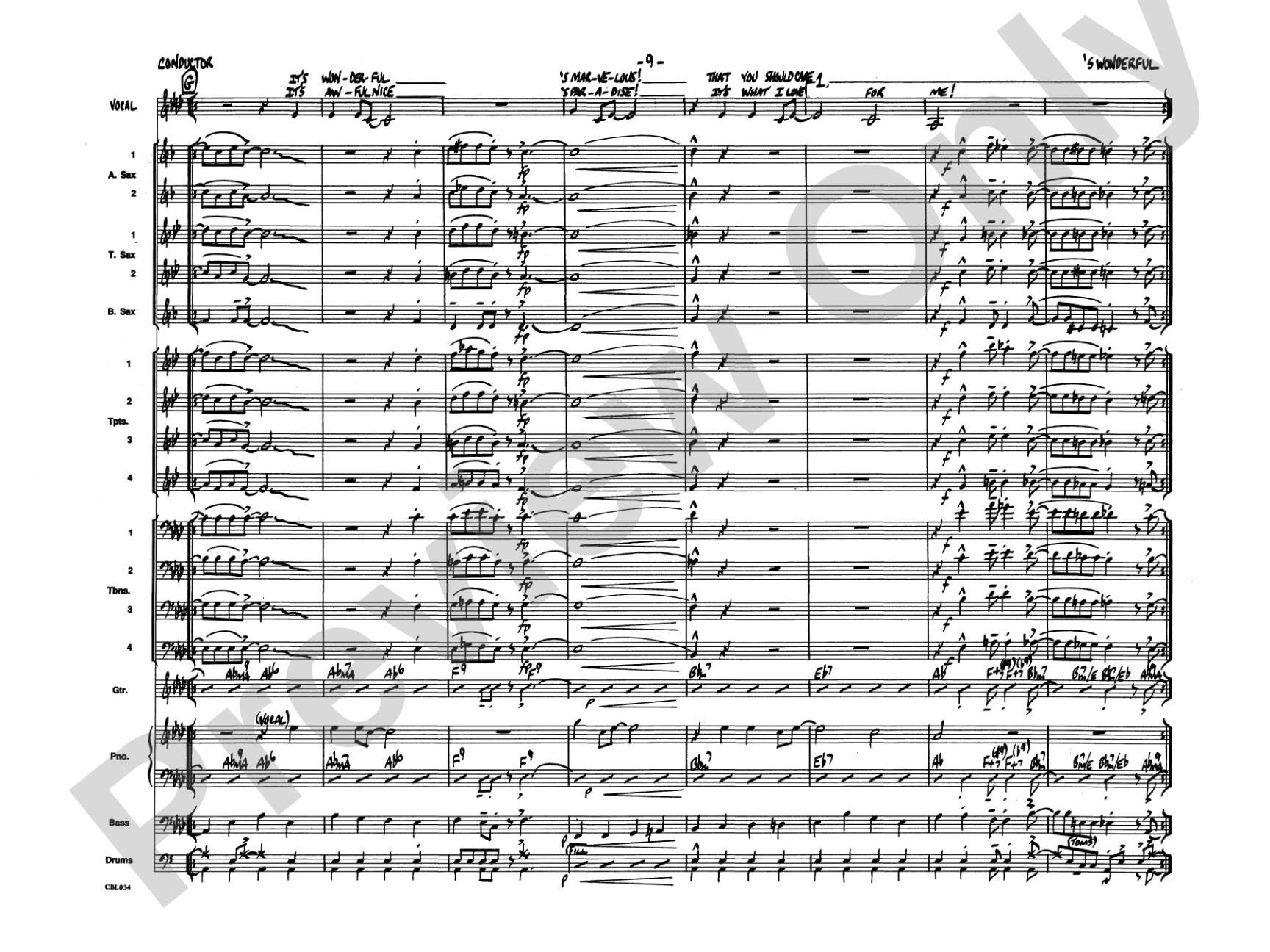 'S Wonderful: Vocal Solo with Jazz Ensemble Conductor Score & Parts