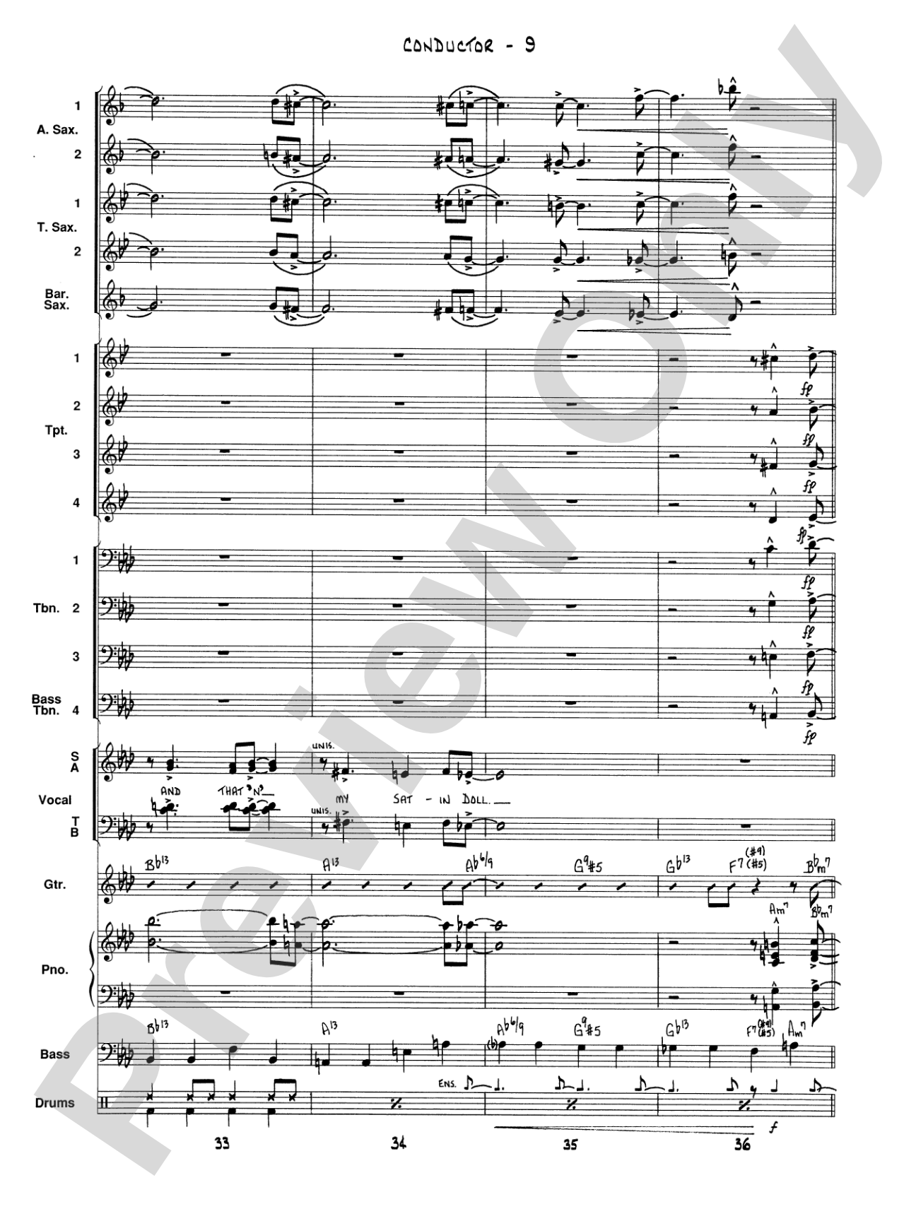 Satin Doll: Vocal Solo with Jazz Ensemble Conductor Score & Parts