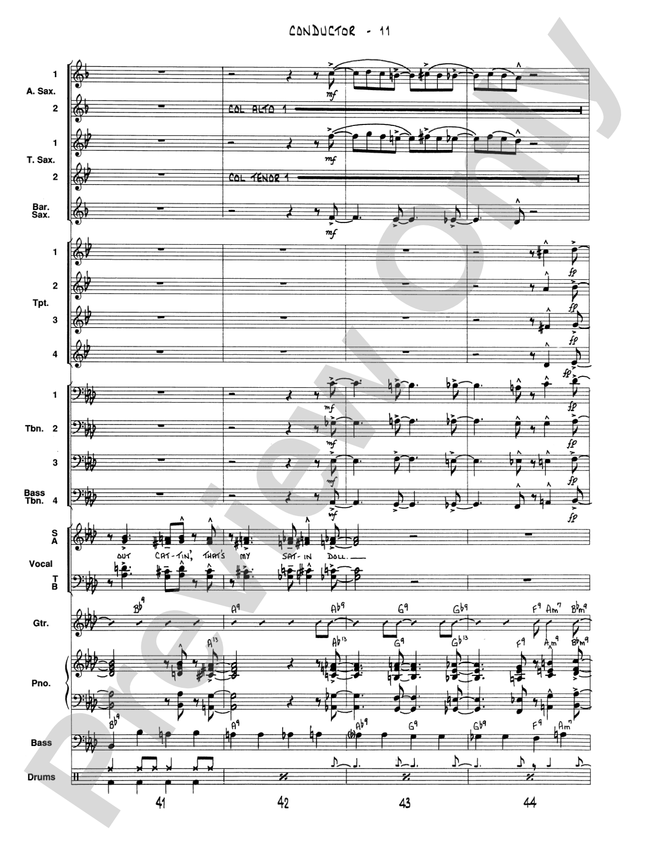 Satin Doll: Vocal Solo with Jazz Ensemble Conductor Score & Parts