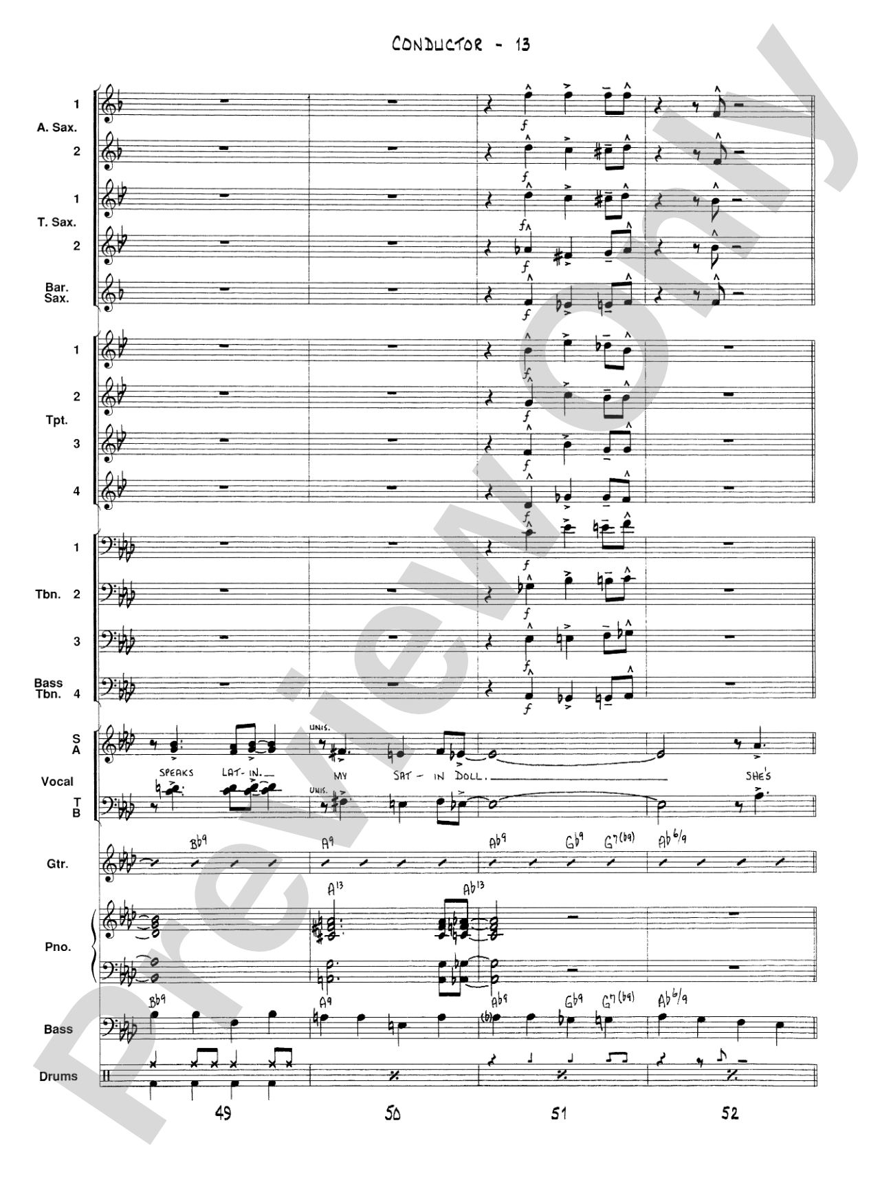 Satin Doll: Vocal Solo with Jazz Ensemble Conductor Score & Parts