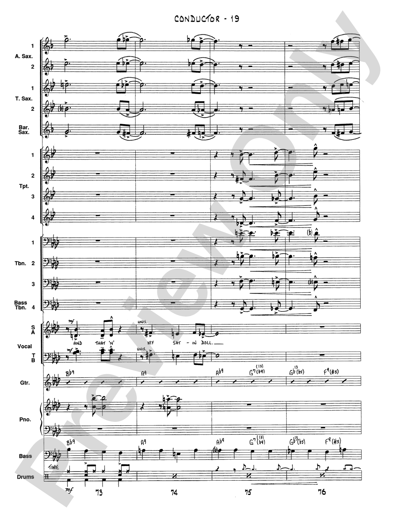 Satin Doll: Vocal Solo with Jazz Ensemble Conductor Score & Parts