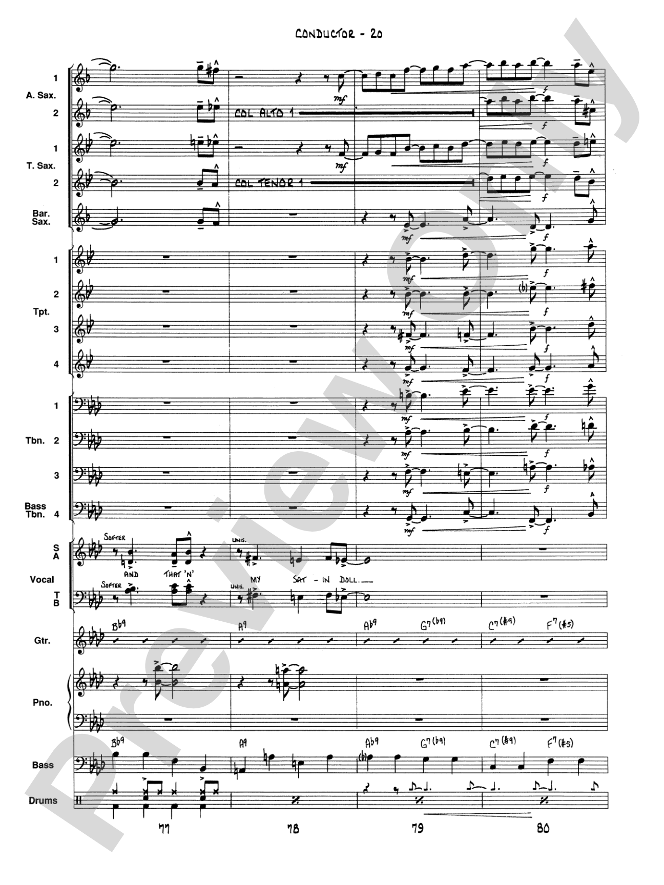Satin Doll: Vocal Solo with Jazz Ensemble Conductor Score & Parts