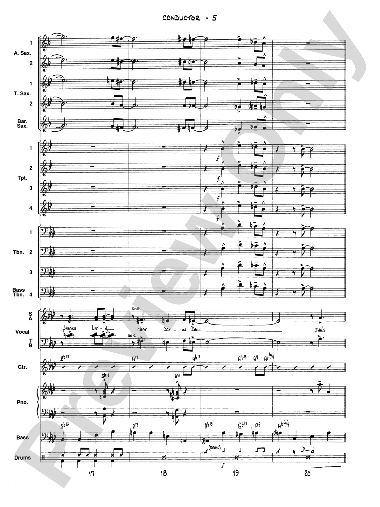 Satin Doll: Vocal Solo with Jazz Ensemble Conductor Score & Parts