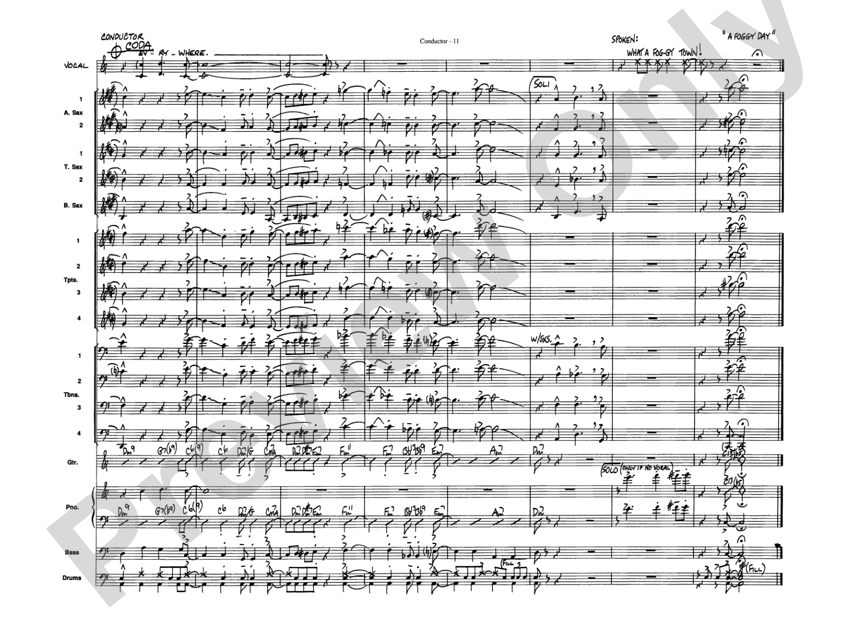 A Foggy Day: Vocal Solo with Jazz Ensemble Conductor Score & Parts