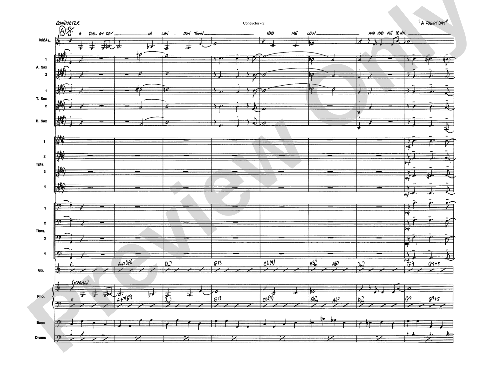 A Foggy Day: Vocal Solo with Jazz Ensemble Conductor Score & Parts