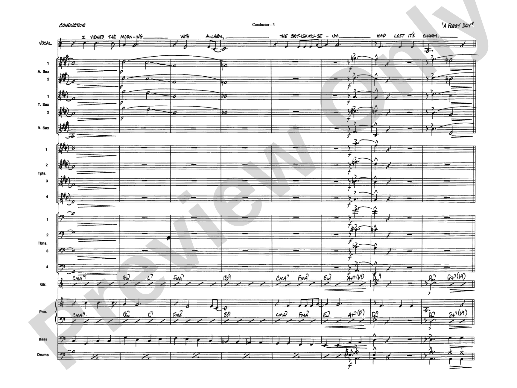 A Foggy Day: Vocal Solo with Jazz Ensemble Conductor Score & Parts