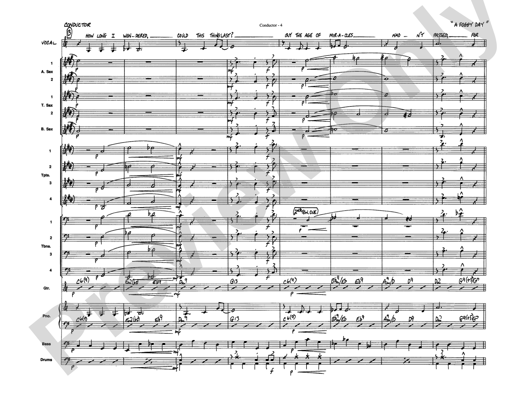 A Foggy Day: Vocal Solo with Jazz Ensemble Conductor Score & Parts