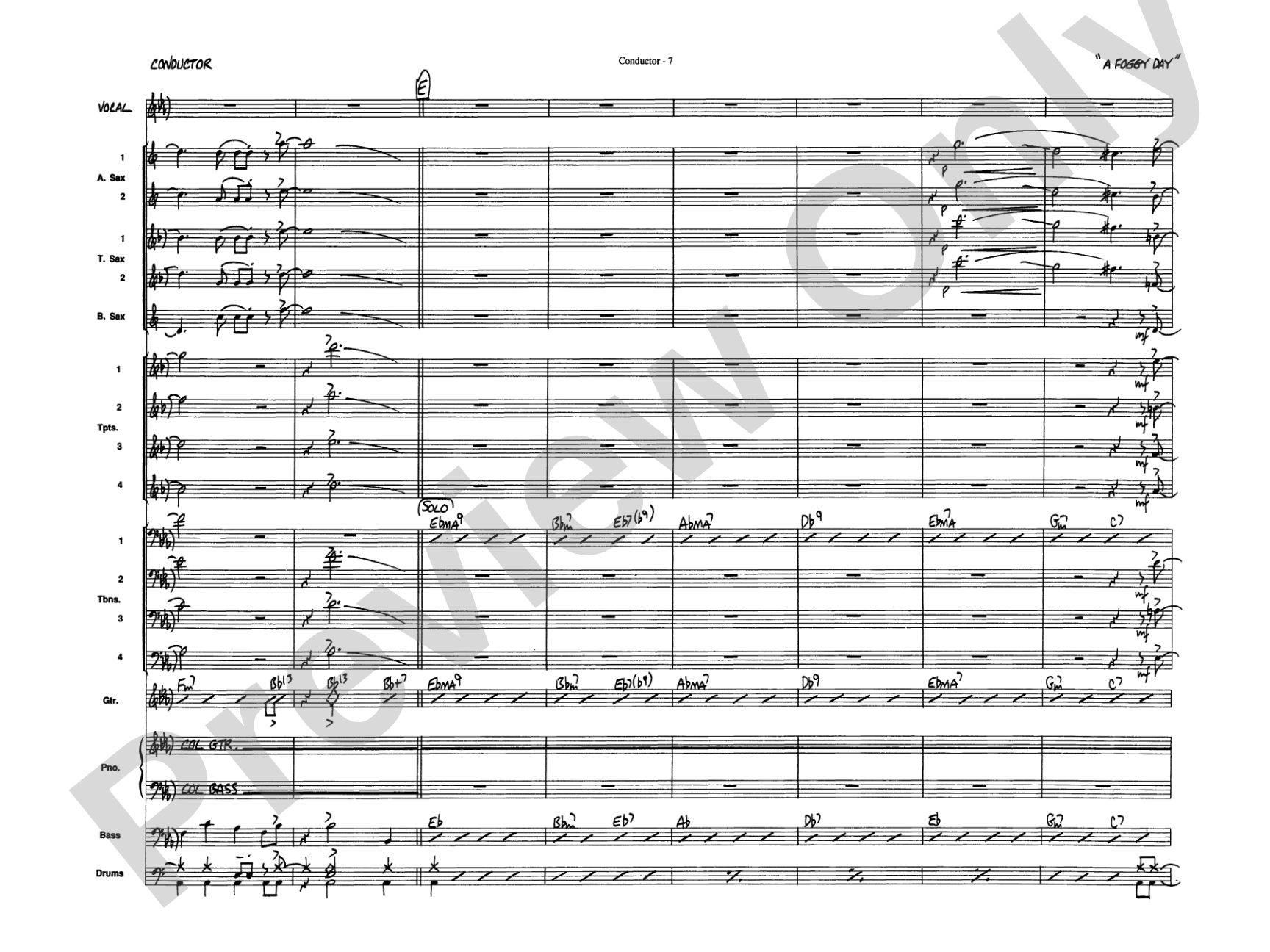 A Foggy Day: Vocal Solo with Jazz Ensemble Conductor Score & Parts