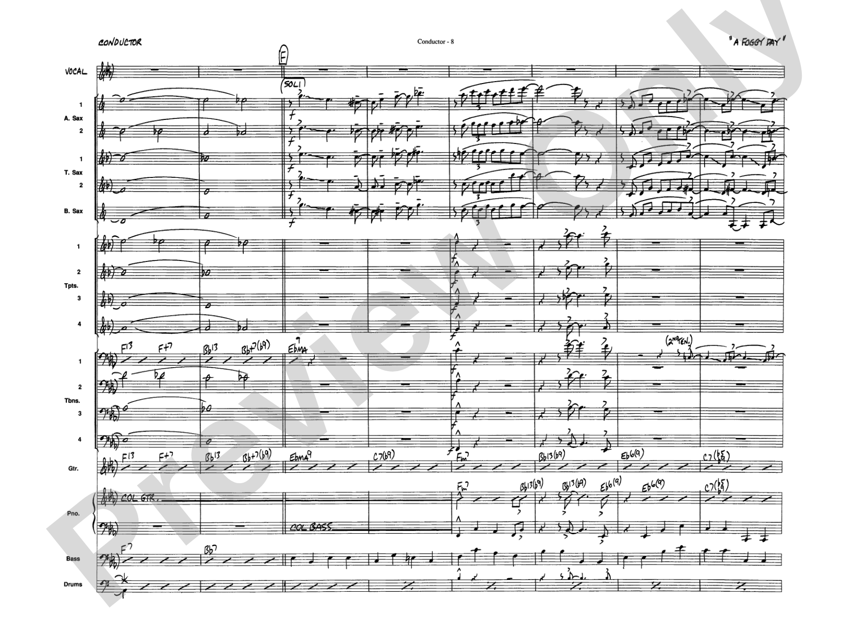 A Foggy Day: Vocal Solo with Jazz Ensemble Conductor Score & Parts