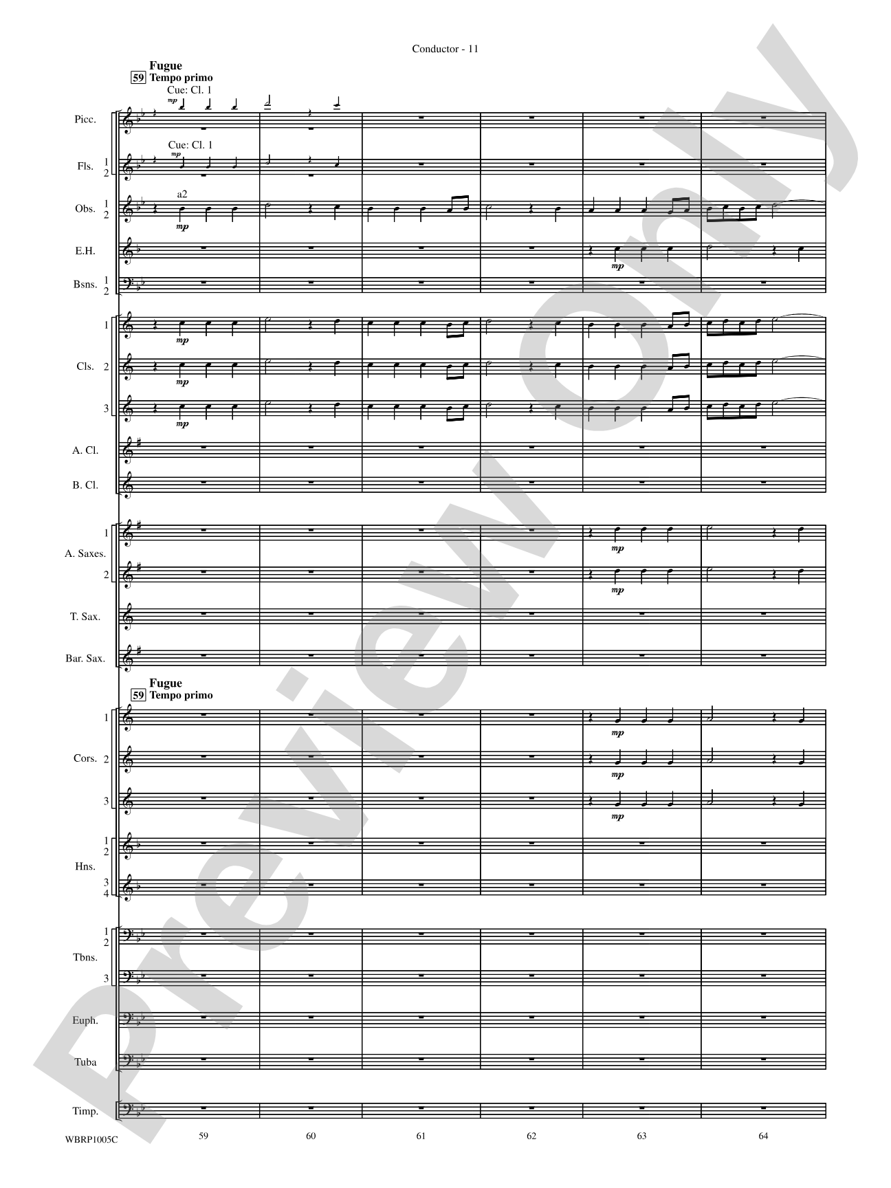 Prelude and Fugue in B-Flat Major: Concert Band Conductor Score & Parts