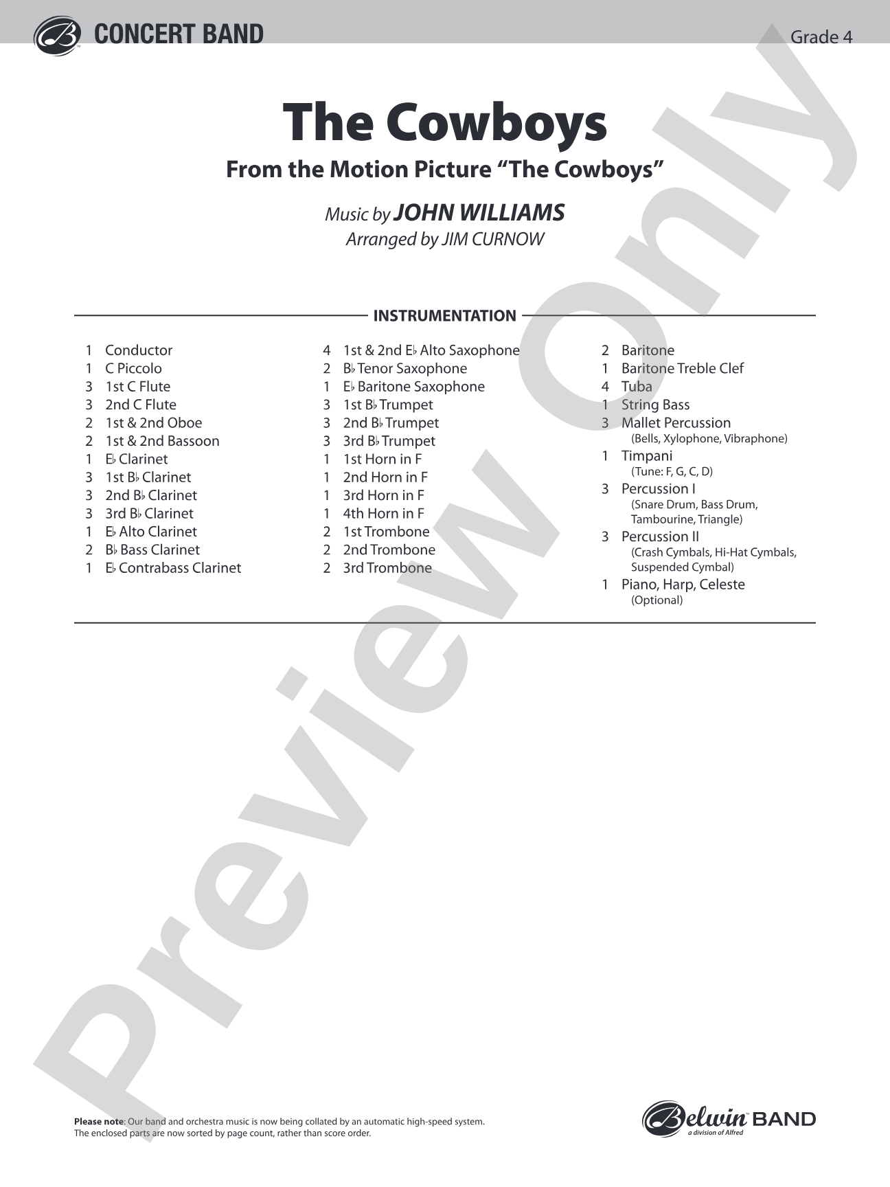 The Cowboys: Concert Band Conductor Score & Parts