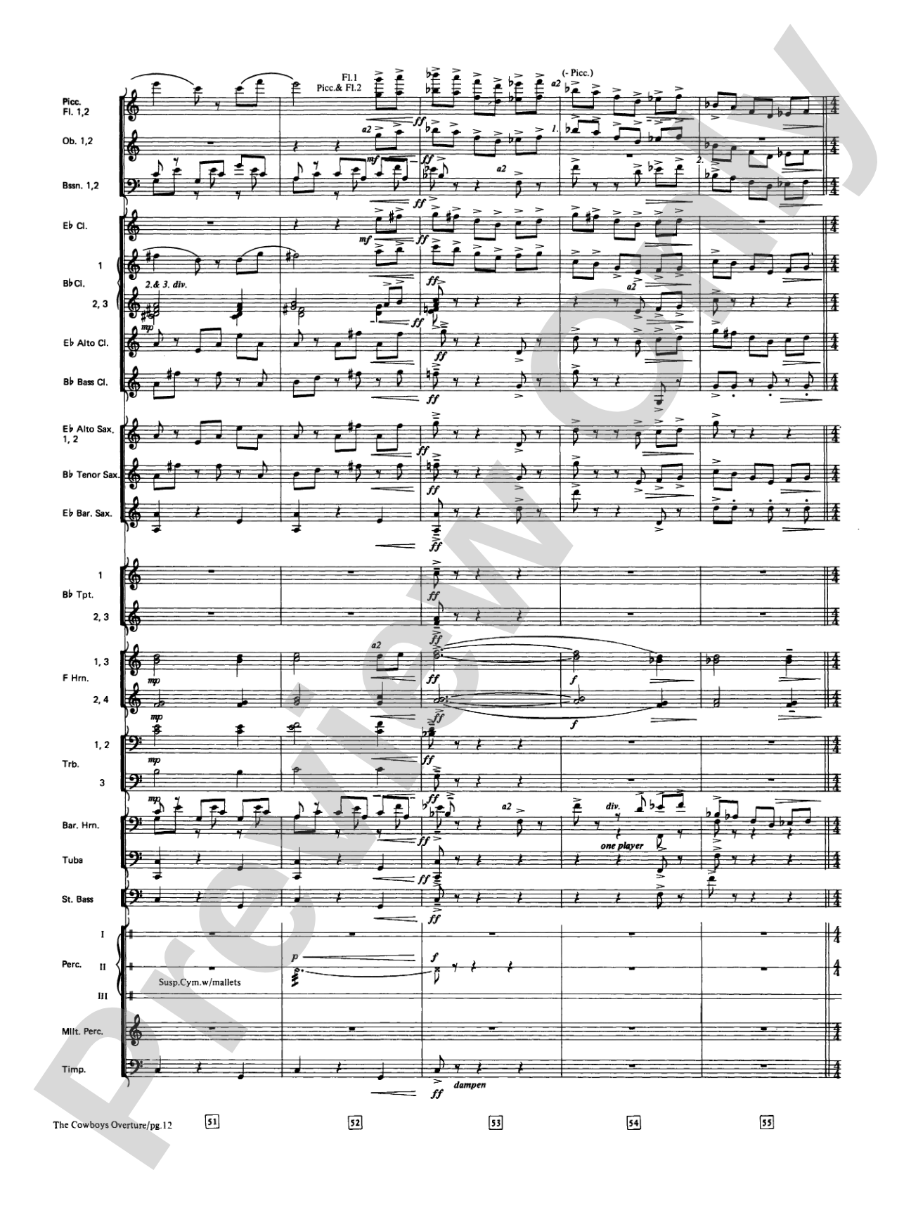The Cowboys: Concert Band Conductor Score & Parts