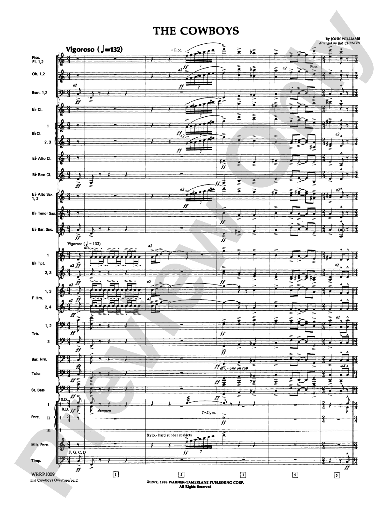 The Cowboys: Concert Band Conductor Score & Parts