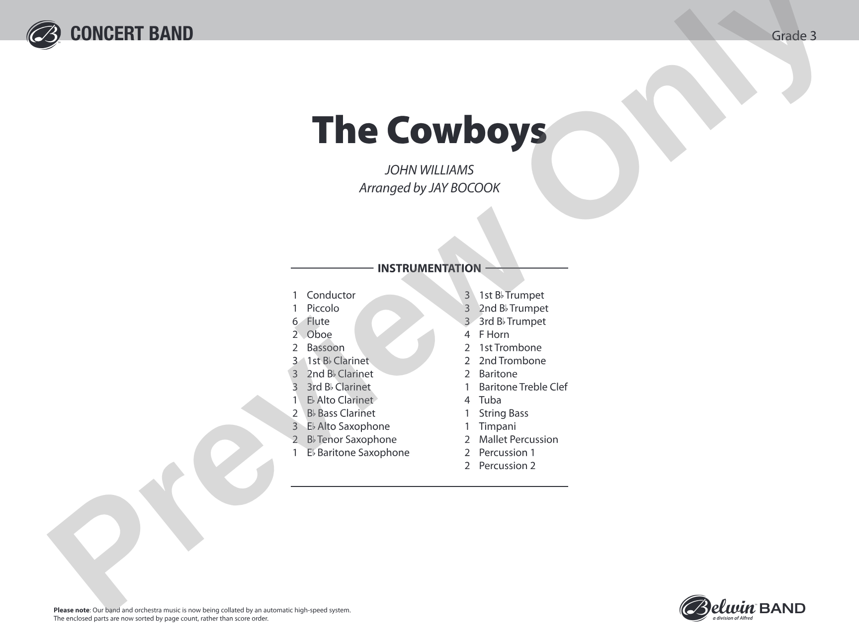 The Cowboys: Concert Band Conductor Score & Parts