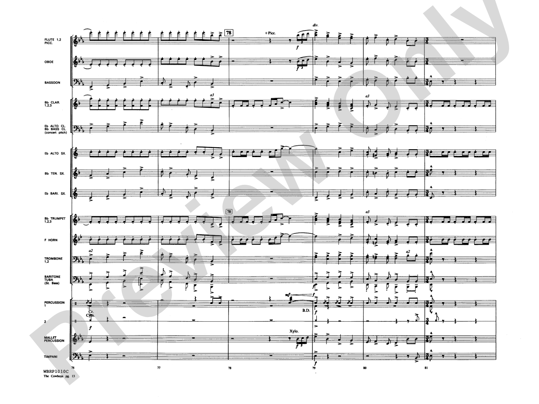 The Cowboys: Concert Band Conductor Score & Parts