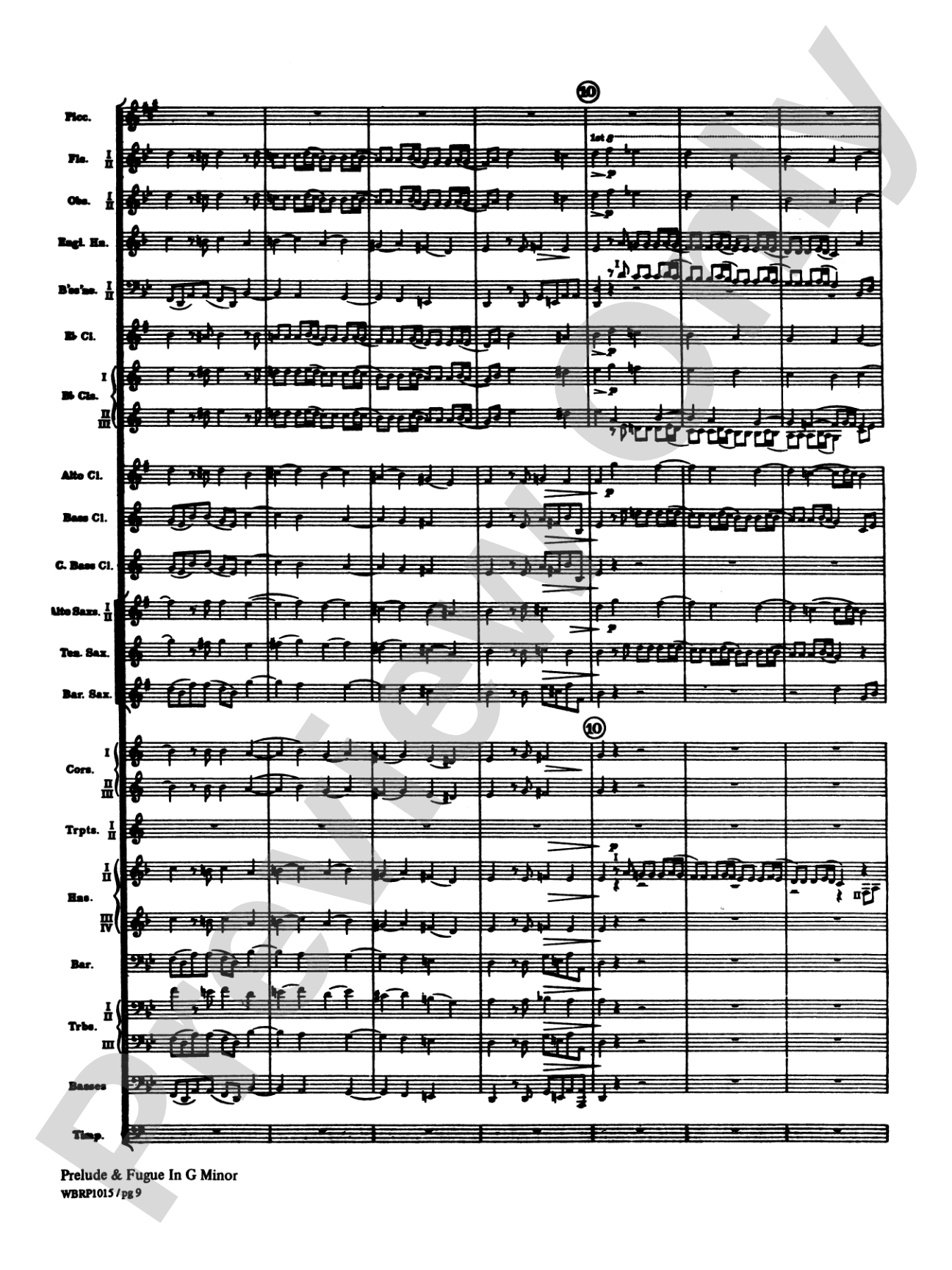Prelude and Fugue in G Minor: Concert Band Conductor Score & Parts