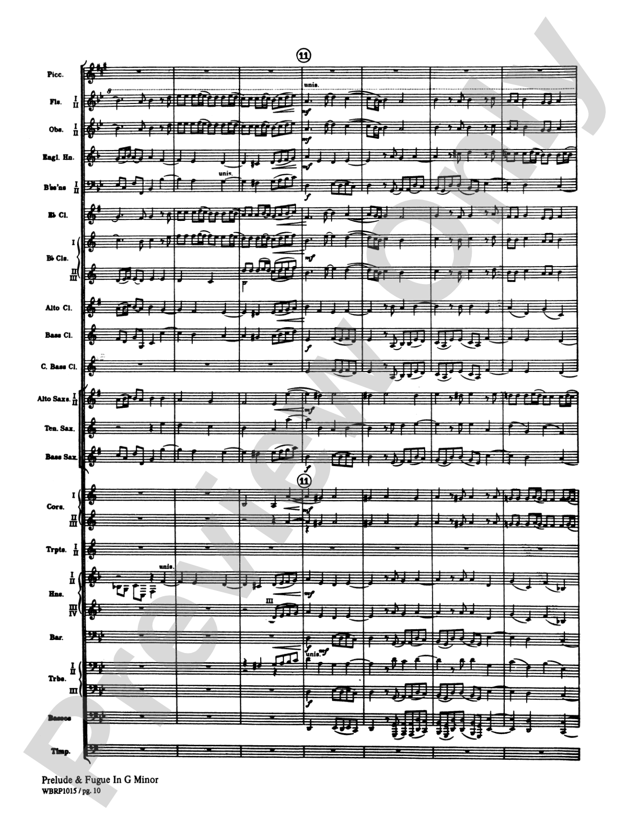 Prelude and Fugue in G Minor: Concert Band Conductor Score & Parts