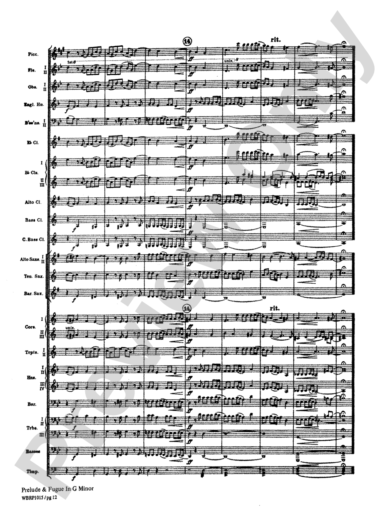 Prelude and Fugue in G Minor: Concert Band Conductor Score & Parts