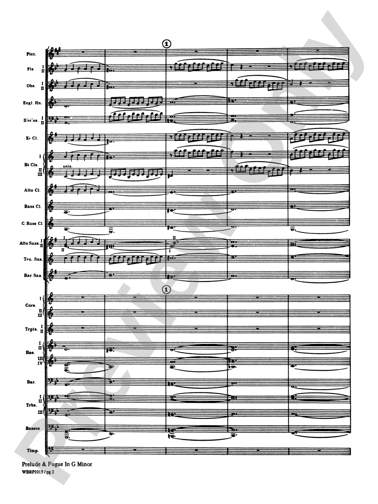 Prelude and Fugue in G Minor: Concert Band Conductor Score & Parts