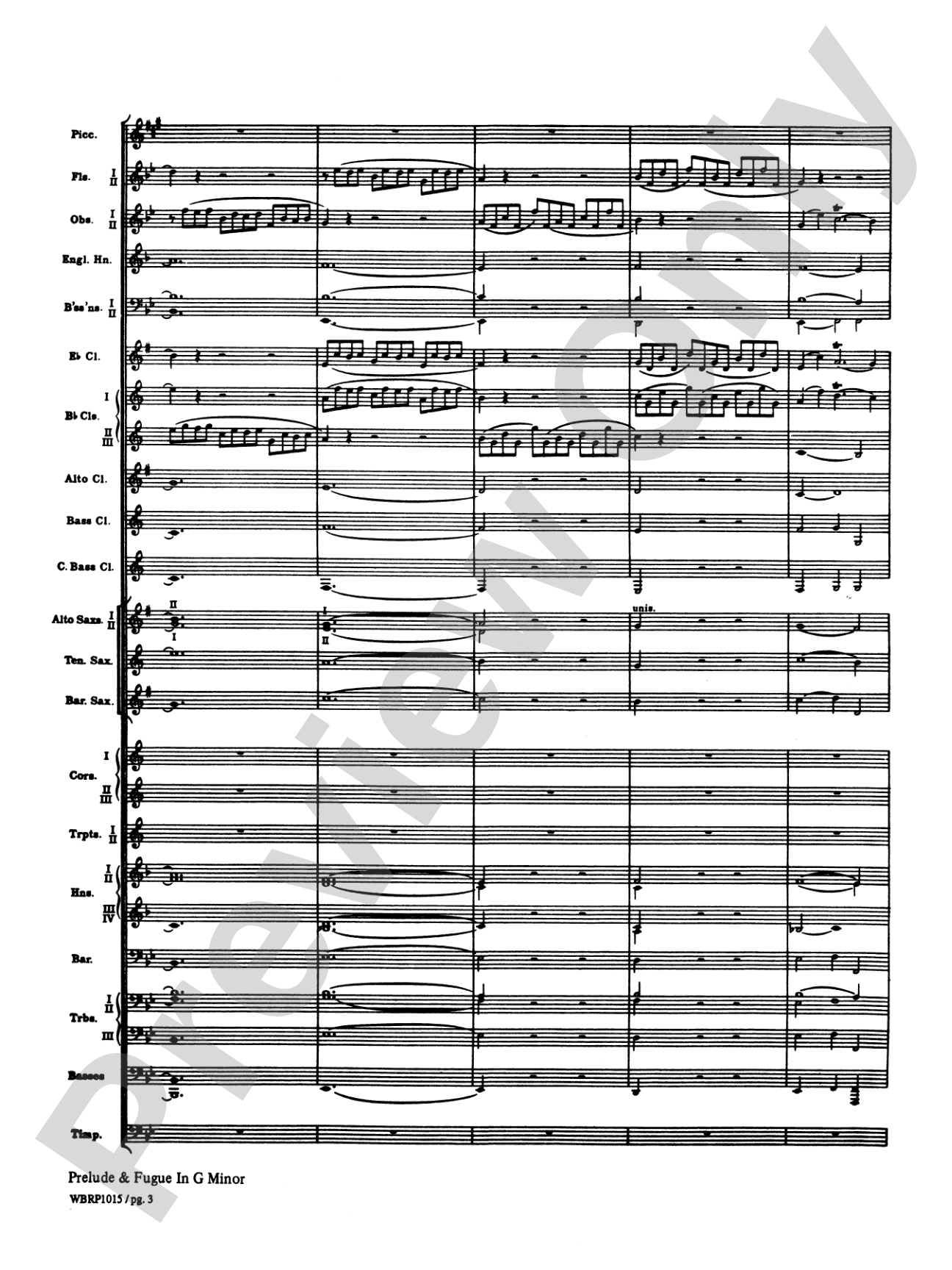 Prelude and Fugue in G Minor: Concert Band Conductor Score & Parts