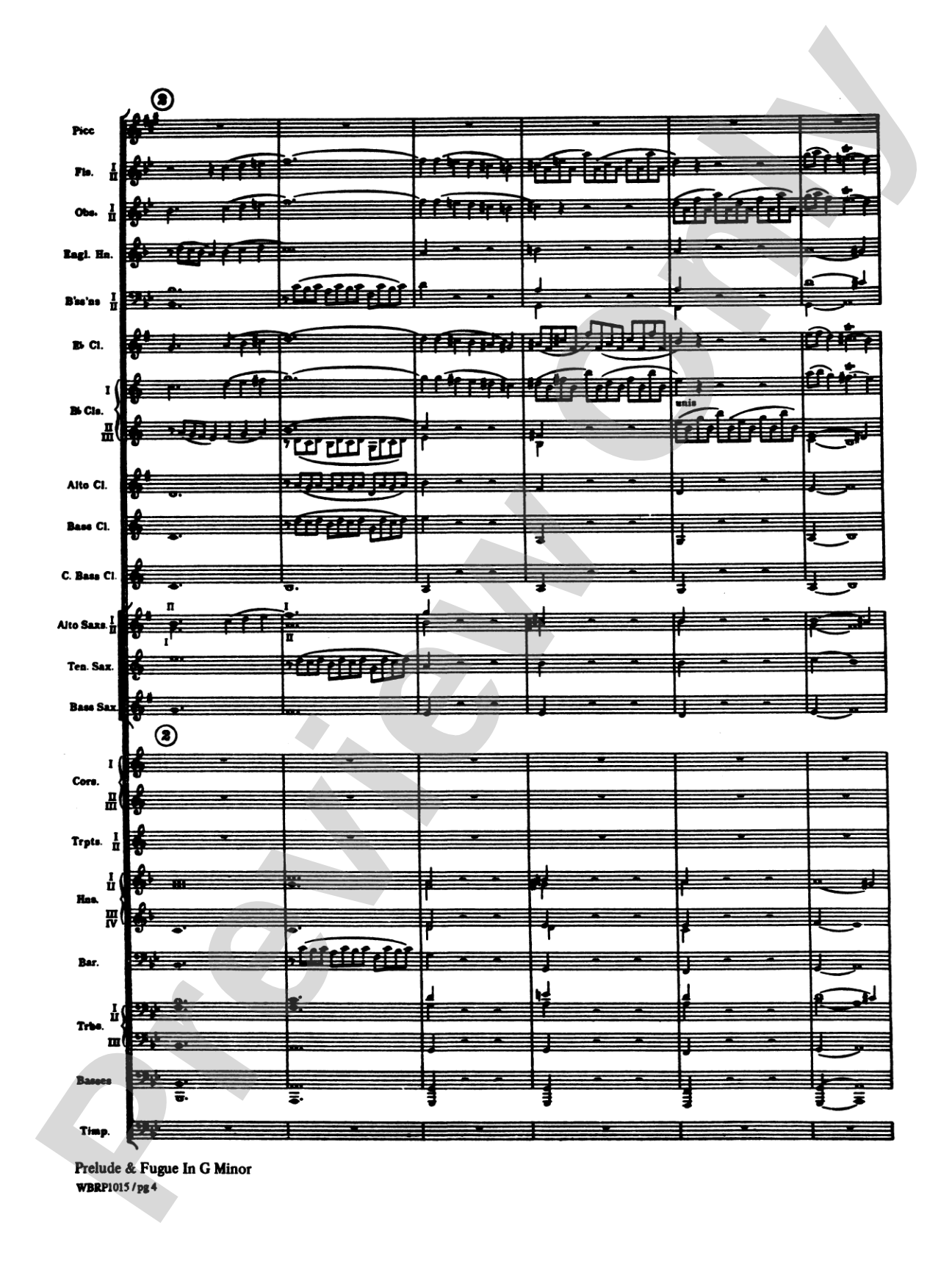 Prelude and Fugue in G Minor: Concert Band Conductor Score & Parts