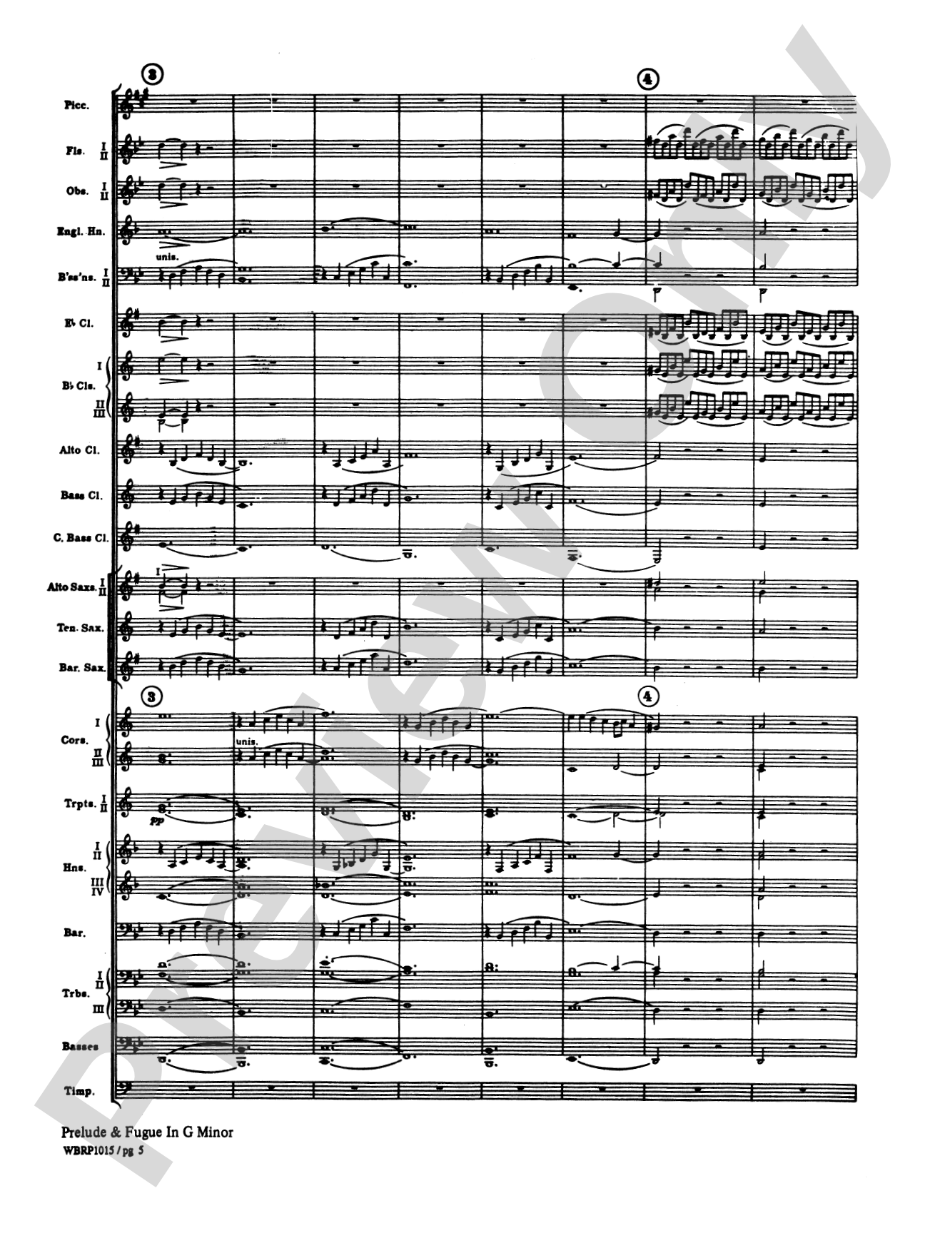 Prelude and Fugue in G Minor: Concert Band Conductor Score & Parts
