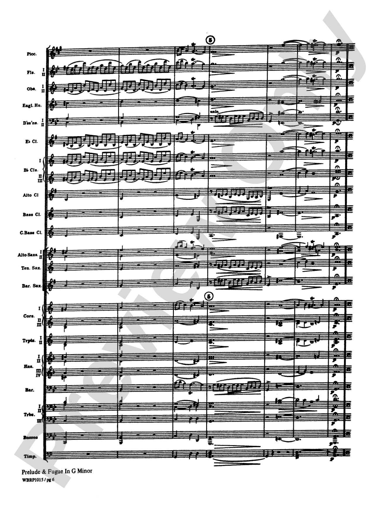 Prelude and Fugue in G Minor: Concert Band Conductor Score & Parts