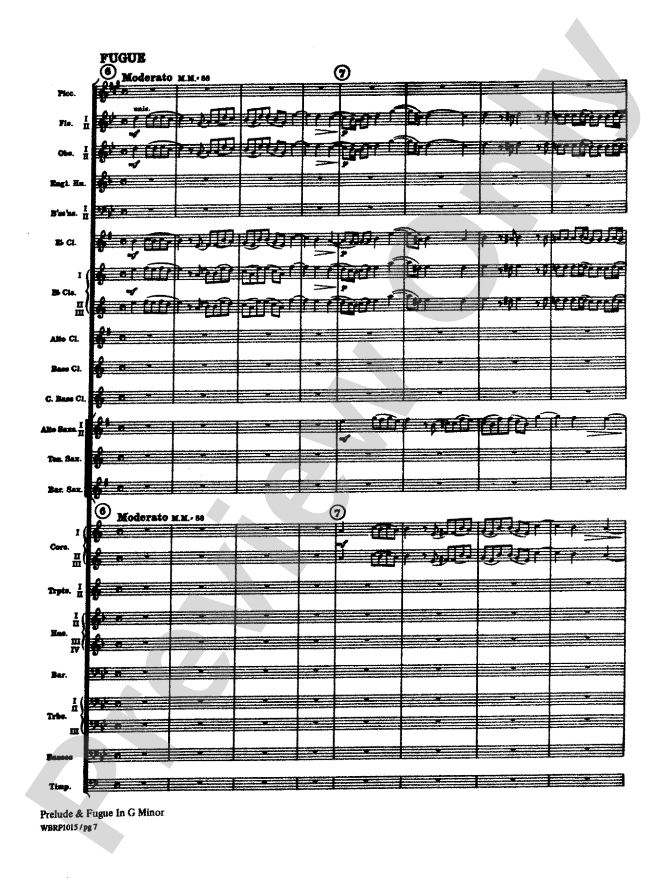 Prelude and Fugue in G Minor: Concert Band Conductor Score & Parts