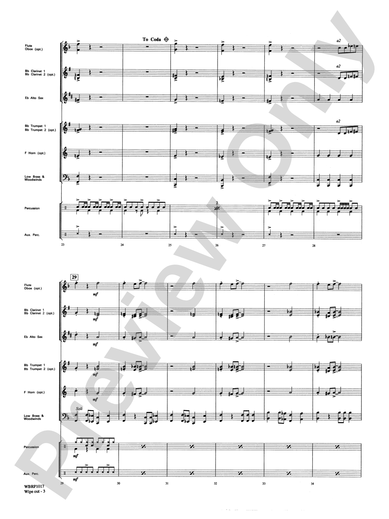 Wipe Out: Concert Band Conductor Score & Parts